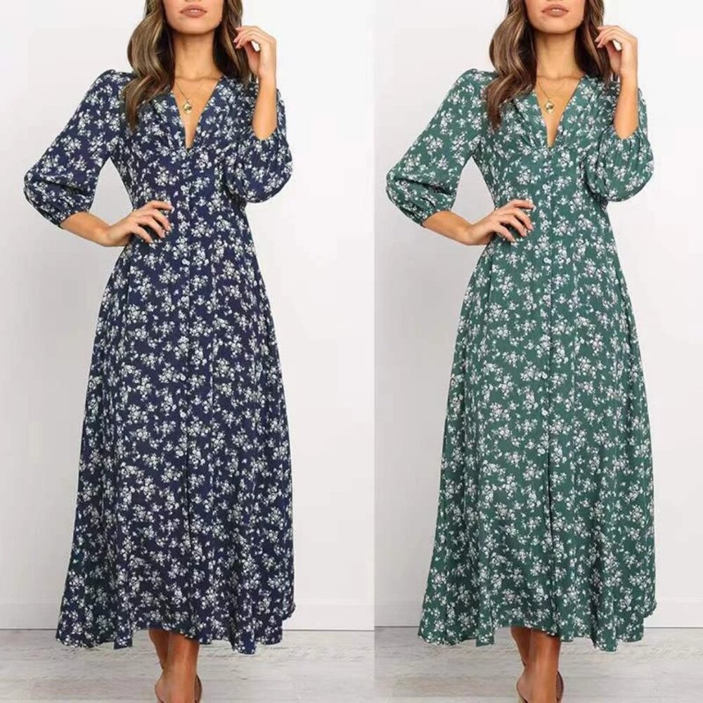 WOMENS GREEN FLORAL DRESS SIZE SMALL